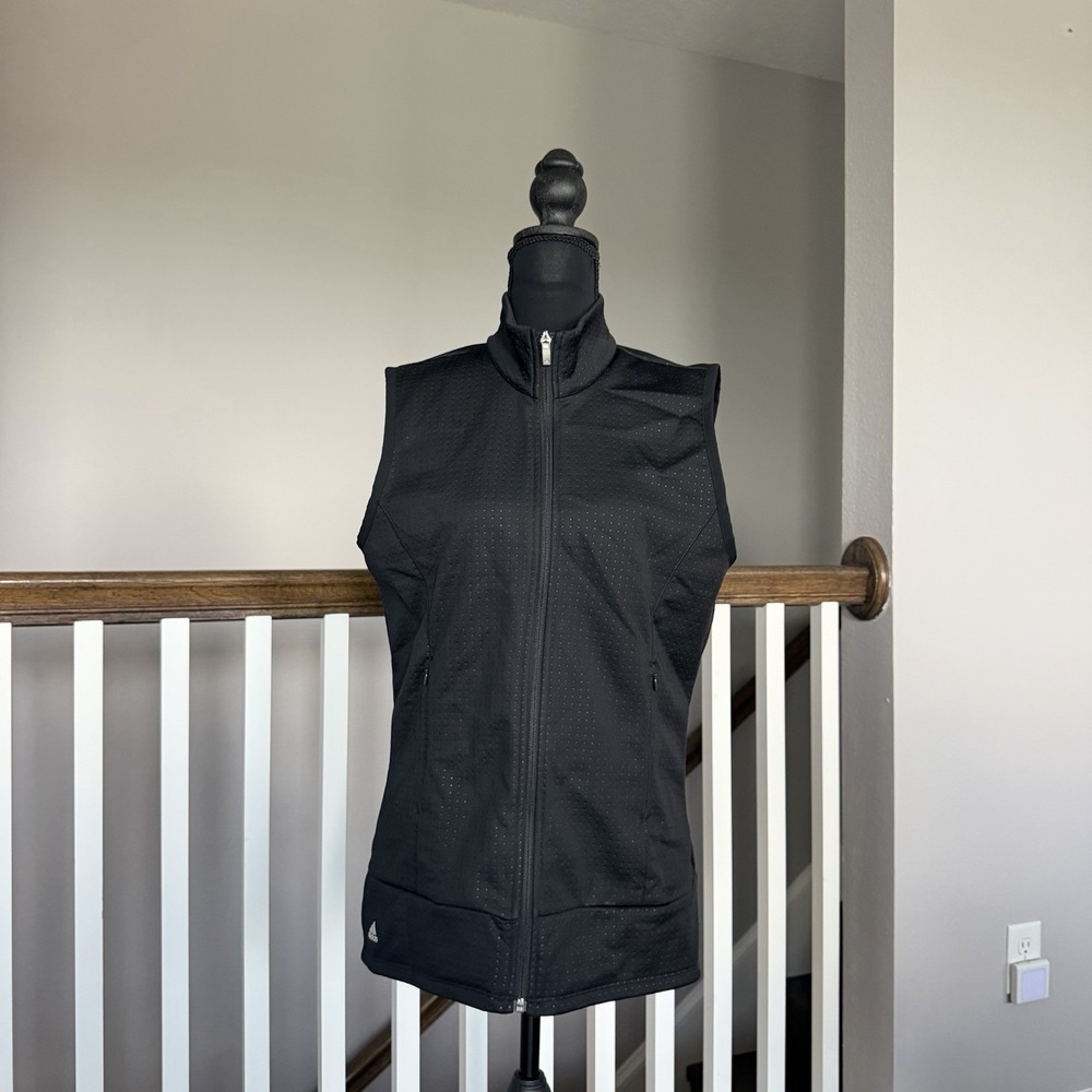 Adidas Fleece Lined Black Golf Vest‎ Womens Medium Preppy Athleisure Gorpcore